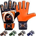 LUMAZU Football Goalkeeper Gloves for Kids Anti Slip Shock Absorption Padded Premium Soccer Goalie Gloves Wrist Protection for Girls Boys Goalkeeping (Orange, Size 4 Suitable for 6 to 9 Years Old)