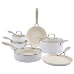 Denmark Tools For Cooks 10-Piece Monaco Nonstick Aluminum Cookware Set, Snow White