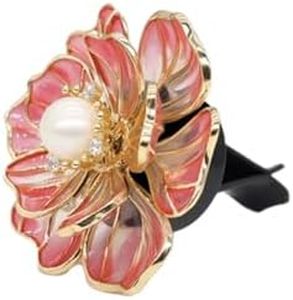 1pc Red Lotus Brass Zircon Flowers Aroma Clips Fragrance Diffuser For Car Air Vent,Air Conditioning Vent,Fan Shields