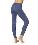HUE Women's Ripped Knee Denim Leggings, Ink Wash, XL