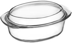 Daniks 2-in-1 Glass Baking Dish with Borosilicate Glass Lid | 3.7 Quart Glass Casserole for Cooking | Microwave, Oven and Dishwasher Safe Pan 9x13in Bakeware | Oval