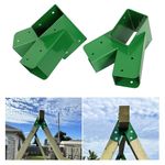 ECOTRIC Heavy Duty Steel A-Frame Swing Set Mounting Bracket Green w/Mounting Hardware for 2 (4x4) Legs & 1 (4x6) Beam (2 Brackets)