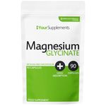 Magnesium Glycinate by Your Supplements | UK Made | True Unblended Bisglycinate | 90 High Absorption Capsules | Suitable for Vegetarians & Vegans