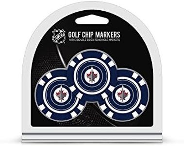 Team Golf NHL Winnipeg Jets 3 Pack Golf Chip Ball Markers, Poker Chip Size with Pop Out Smaller Double-Sided Enamel Markers