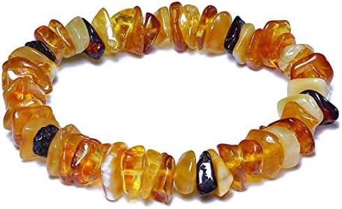 Real Baltic Amber Bracelet for Aldults (Women/Men), Handmade in Poland Natural Jewelry, Healing Stretch Bracelet-MERPOCCLI, 7 inch, Amber