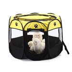 S-Lifeeling Pet Playpen Foldable Puppy Kennel Removable Dog Cat Bunny Mesh Shade Cover Portable Waterproof Bottom Collapsible Indoor Outdoor