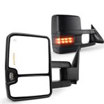 SCITOO Towing Mirrors Tow Mirrors Black Truck Mirrors fit for 2003-2007 for Chevy Silverado for GMC Sierra 1500 2500 3500(07 New Body Style) with Pair LH RH Power Adjusted Heated Turn Signal Light