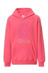 Varsany Fuchia 11-13 Girls Personalised UNICORN horse Crystallised Hoodie jumper(K) Pink - Hot Pink