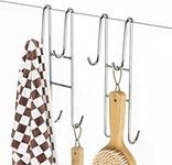 BELLE VOUS Stainless Steel Shower Door Hooks (2 Pack) - Heavy-Duty Over The Door Towel Hook Hangers for Bathroom Frameless Glass Shower Door - Silver