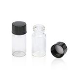 ALWSCI 3 ml Sample Vial, Amber Glass 13-425 Thread Storage Vial, Liquid Sampling Sample Glass Thread Bottles, Capacity 3 ml with 13-425 Black Screw Cap, PE Liner, Pack of 100