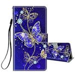 Flip Case for iPhone SE 2020 / iPhone SE 2022 5G / iPhone 7 / iPhone 8 Phone Case Protective Wallet Case for Girls Women Boys PU Kickstand Card Slot Holder Silicone Shockproof Cover - Butterfly/Blue