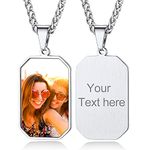 Personalised Photo Dog Tag Necklace for Men-Custom Engraving Jewellery Pendant for Boy Birthday Christmas