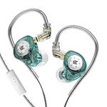 Concept Kart KZ EDX Pro IEM Earphone, HiFi Stereo Special Dual Magnetic Circuit Dynamic Driver Resin Inlay Metal Process in-Ear Monitors Earbuds with 5N OFC 2Pin Detachable Cable (Cyan, with Mic)