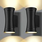 EDISHINE Outdoor Wall Lights, Waterproof Up and Down Light IP44, Modern Metal Black Wall Sconce, GU10 Socket, Weather Resistant, Outside House Lights for Porch, Garage, UKCA RoHS Listed, 2 Pack, Black