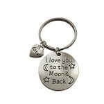 I Love You to the Moon and Back Keychain with Love Heart Romantic Couple Jewelry