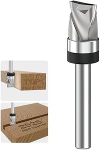 Carbide Compressiom Flush Trim Router Bit 1/4 Shank, Top Bearing, 2+2 Flute, 1/2" Cutting Dia, 1/2" Cutting Length, Spiral Up-Down Pattern Template Flush Cut Router Bit for Wood Trimming
