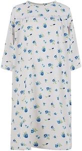 Personal Touch Women's Adaptive Flannel Backwrap Gown Open Back (Blue Roses-13, XXX-Large)