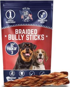 Devil Dog Pet Co. Braided Bully Sticks for Dogs – 12 Inch 3 Pack Chew Treats, 100% Natural, Single Ingredient, Long Lasting & Rawhide-Free Dog Chews for Large, Medium & Small Dogs