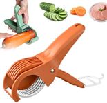 Food Manual Slicer, 2025 New Upgraded Fruit Slicer for Banana Sausages, Cucumbers, Strawberries, Grape Cutter Home Essentials for New Home, Pioneer Woman Kitchen Stuff (Orange)