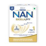 Nestlé NAN EXCELLAPRO Stage 1, 1.2 Kg Pack, Infant Formula Milk Powder With HMOs & Probiotic For Babies (Up To 6 Months), 3x400g Pouch in Box