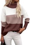 Zeagoo Women's Turtleneck Sweater 2024 Fall Winter Chunky Knitted Pullover High Low Hem Trendy Basic Jumper Top Multicolored