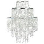 Waneway Chandelier Light Shade for Ceiling Pendant Light, Easy Fit Crystal Lamp Shade Lampshade for Bedroom, Living Room, Hallway, Wedding or Party Decoration, Diameter 32 cm, 3 Tiers, Clear