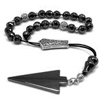 ALBATROSART Design - Greek KOMBOLOI Series- Worry Beads Begleri Pony Anxiety Beads Rosary Relaxation Stress Relief (Hematite -8 mm 21 Beads- & Zircon Design)