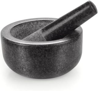 Gourmet Kitchen - Black Granite Mortar and Pestle Set - 16x16x14cm - Ideal for Grinding Herbs, Spices, Nuts, and Meat Rubs, Sturdy Tool and Versatile Traditional Kitchen Accessories