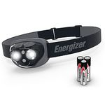 Energizer LED Head Torch, Powerful Bright Headlamp, Water Resistant Headlight for Camping, Fishing and Running, Batteries Included, Midnight Black