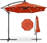 Best Choice Products 10ft Solar LED Offset Hanging Market Patio Umbrella for Backyard, Poolside, Lawn and Garden w/Easy Tilt Adjustment, Polyester Shade, 8 Ribs - Rust