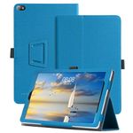 DUEDUE Case Compatible with Acer Iconia Tab A10 10.1 inch Tablet case, Folding Stand with Pencil Holder Protective Leather Case for Acer Iconia Tab A10 Peacock Blue