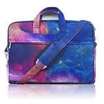 TaylorHe 15.6 inch 15 inch 16 inch Poly Canvas Laptop Shoulder Bag with Patterns, Side Pockets Handles and Detachable Strap Colourful Cosmos