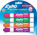 Expo Low Odor Chisel Tip Dry Erase Markers, Assorted, 4/Card SAN81044