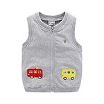 Mud Kingdom Little Boys Girls Vests Outerwear Cute Cartoon Embroidery, Gray, 3T