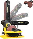 3/4HP Belt Sander 4 x 36 in. Belt & 6 in. Disc Sander，Double Dust Exhaust Port, Steel Base, 2Pcs Sandpapers Included