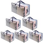 VENO 6 Pack Heavy Duty Oversized Storage Bag for Moving, College Dorm, Traveling, Camping, Christmas Decorations, Packing Supplies, Organizer Tote, Reusable and Sustainable (Clear, 6 Pack)