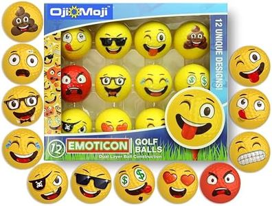 Oji-Emoji Premium Emoji Golf Balls, Unique Professional Practice Golf Balls, 12-Pack Emoji Golfer Novelty Golf Gift for All Golfers, Fun Golf Gifts for Men, Dads, Women, Kids, golf accessories