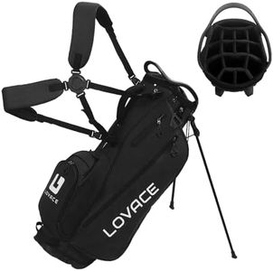 LOVACE 14 Way Golf Stand Bag, Lightweight Golf Bag with Stand for Men and Women (Black)