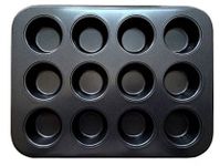 Kazenzo 12 Slot Small Size Mini Carbon Steel Cups Dishwasher Safe Non-Stick Muffins Cupcake Pancake Baking Moulds Tray