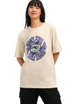 JUNEBERRY® Oversized Loose Baggy Fit Drop Shooulder Half Sleeves Pure Cotton Want The Truth White Swan Graphic Printed Cool BoyfriendT-Shirt for Women (L)