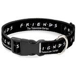 Dog Collar Plastic Clip Friends The Television Series Logo Black White Multi Color 15 to 26 Inches 1.0 Inch Wide