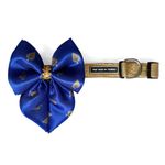 That Dog In Tuxedo Banarasi Festive/Wedding/Diwali/Navratri Dog Bow Tie Collar - Occasion Wear Ethnic Dog Accessory (Banarasi Blue, M-L)