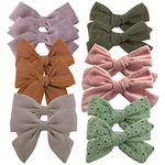 12 PCS Linen Bow Hair Clips for Baby Girls Toddler Kids Hair Bows Alligator Clips In Fringe Bangs Accessories (Assorted A)