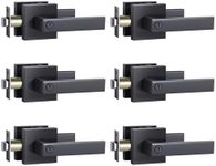 Ohuhu Door Black Handle Lever Lock 6 Pack Heavy Duty Interior Door Knob Privacy with Modern Contemporary Slim Square Design Matte Finish for Bedroom & Bathroom Keyless