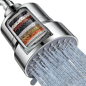 MXBOLD Filtered Shower Head, 3 Modes High Pressure Shower Head with 15 Stage Hard Water Shower Filter Cartridge for Remove Chlorine and Harmful Substances, Chrome