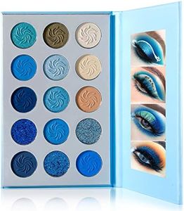 DE'LANCI Space Blue Eyeshadow Palette 15 Color Cosmetics Pressed Pigment Christmas Snowflake Eye Shadow Pallete Matte Shimmer Glitter Drama Makeup Eye Shadow Powder Long Lasting Blue Makeup Pallet