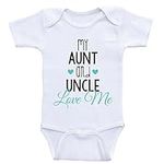 Heart Co Designs My Aunt And Uncle Love Me - Cute Newborn Baby Clothes - Bodysuits, Sea Foam Green Text, 3 Months