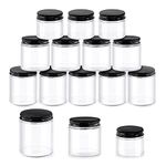 Glarks 12 Pack 2oz 4oz 8oz Glass Jars with Lids, Round Clear Glass Jars with Inner Liner and Black Lids for Storing Creams, Beauty Products, Cosmetic, Lotion and Ointments