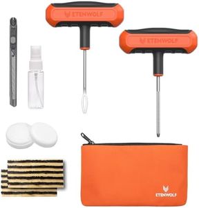 ETENWOLF Flat Tire Repair Kit with Plugs 16 Pcs, Heavy Duty Tire Plug Kit for Car, Motorcycle, ATV, Jeep, Truck, Tractor (Vivid Orange)