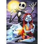 DIY Halloween Diamond Painting Kit for Adult,Skull Jack and Sally Full Round Diamond Drill Kit,5D Wall Painting Art,Gem Art Craft Home Game for Children Kid 15.8x11.8 inch…